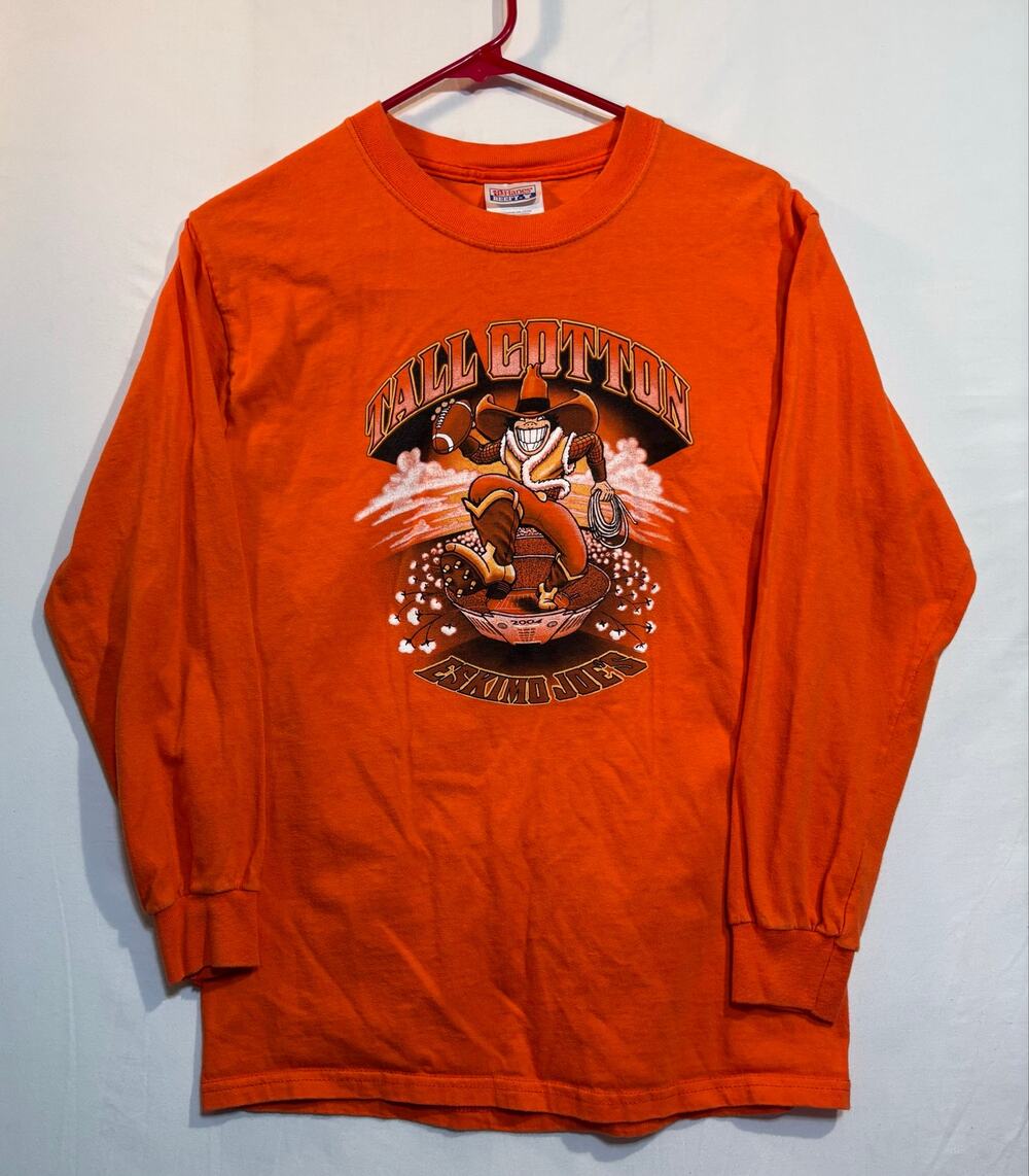 Vintage 2004 Tall Cotton Eskimo Joe’s Hanes Beefy-T LS T-Shirt Adult S Orange